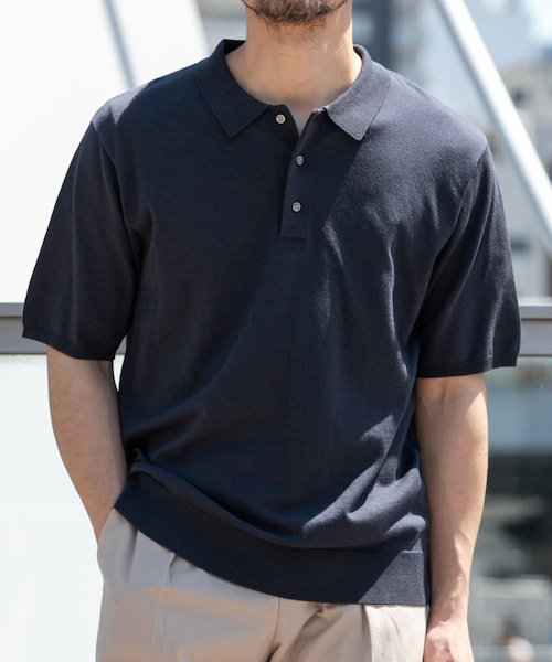 URBAN RESEARCH ROSSO（アーバンリサーチロッソ）の「『WEB限定』シルク混サマーニットポロシャツ（ポロシャツ・メンズ・GREIGE/BLUE GRAY/BROWN・M/L）」の3枚目の写真