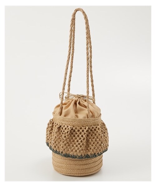 nissen（ニッセン）の「polka polka(ポルカポルカ)雑材フリルバケツ型トートバッグ（トートバッグ・メンズ・ライトベージュ/ベージュ/グレージュ/スモークグリーン・Y）」の3枚目の写真