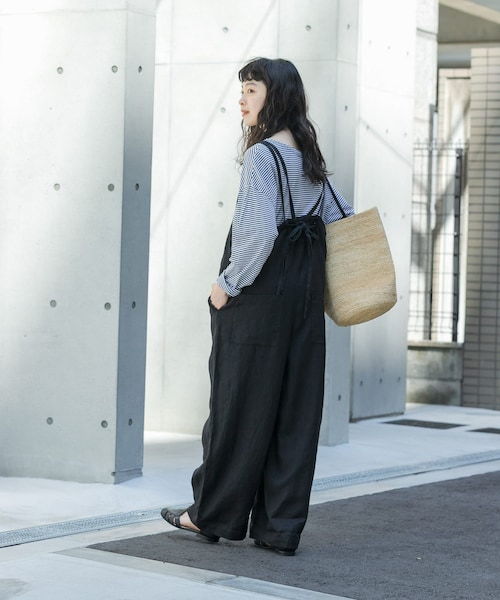 かぐれ（カグレ）の「リネンサロペット（つなぎ/オールインワン・レディース・GREGE/CHARCOAL/BLACK・Free）」の4枚目の写真