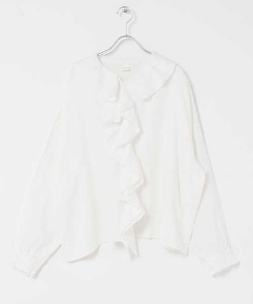 かぐれ(カグレ)の「リネンフリルカラーシャツ(シャツ/ブラウス・レディース・OFF/LIGHT GRAY/BLACK・Free)」の22枚目の写真