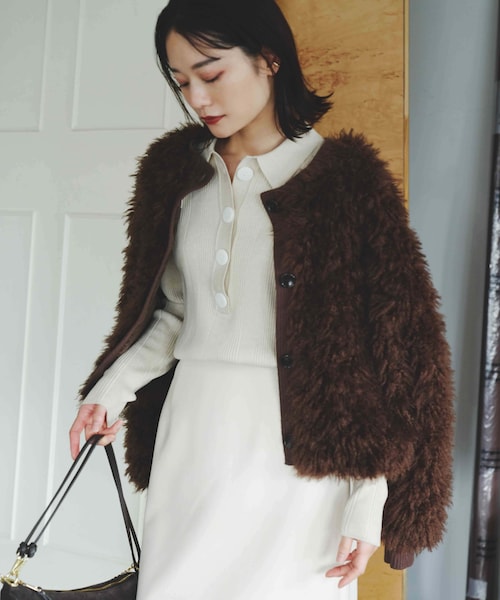 URBAN RESEARCH ROSSO（アーバンリサーチロッソ）の「THINK FUR　2Way Fur Knit Tops（ニット/セーター・レディース・Cream/Pink/Brown/Black・Free）」の3枚目の写真