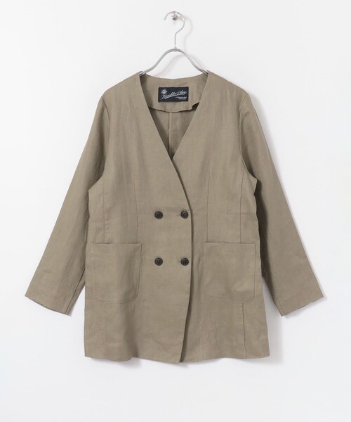 URBAN RESEARCH Sonny Label（アーバンリサーチサニーレーベル）の「リネンノーカラージャケット（ノーカラージャケット・レディース・エクリュ/ネイビー/グレージュ・FREE/Free）」の17枚目の写真