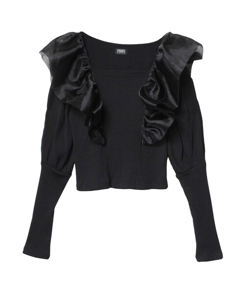 PAMEO POSE（パメオポーズ）の「Super V Top（Tシャツ/カットソー・レディース・ブラック/グリーン・F）」の4枚目の写真