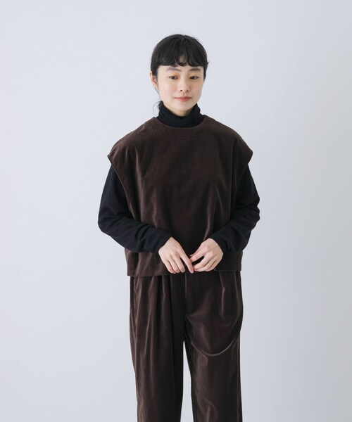 かぐれ（カグレ）の「コットンベルベット2WAYベスト（ベスト・レディース・GREGE/BROWN・Free）」の15枚目の写真