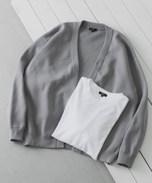 ITEMS URBANRESEARCH（アイテムズ アーバンリサーチ）の「『洗濯可/抗菌/防臭/UVカット』高機能リブニットカーディガン+インナー セット（ニット/セーター・メンズ・BLK/BLU/BEG/GRY・M/L）」の2枚目の写真