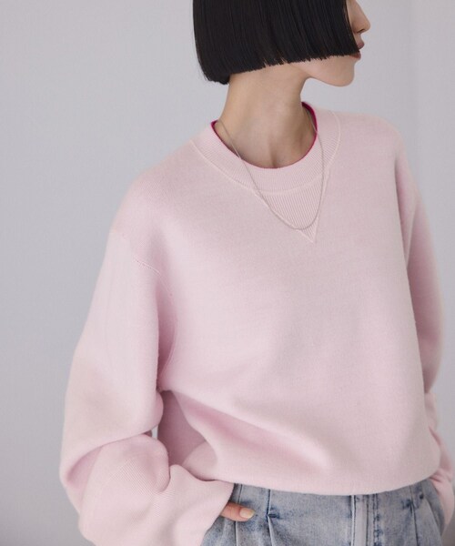 ADAM ET ROPE'(アダムエロペ)の「バイカラーリバーシブルニットプルオーバー(ニット/セーター・レディース・チャコール/ダークブラウン系/ピンク・F)」の21枚目の写真