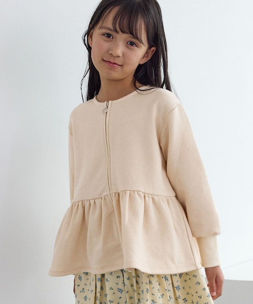 ROPE' PICNIC(ロペピクニック)の「【KIDS/キッズ】ラメ裏毛ペプラムジップカーディガン(カーディガン/ボレロ・キッズ・ブラック/ベージュ/ピンク・L/M/S)」の4枚目の写真