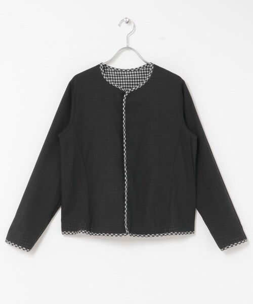 かぐれ(カグレ)の「Yoli GINGHAM REVERSIBLE JACKET(ノーカラージャケット・レディース・BLACKBLACK・1)」の17枚目の写真