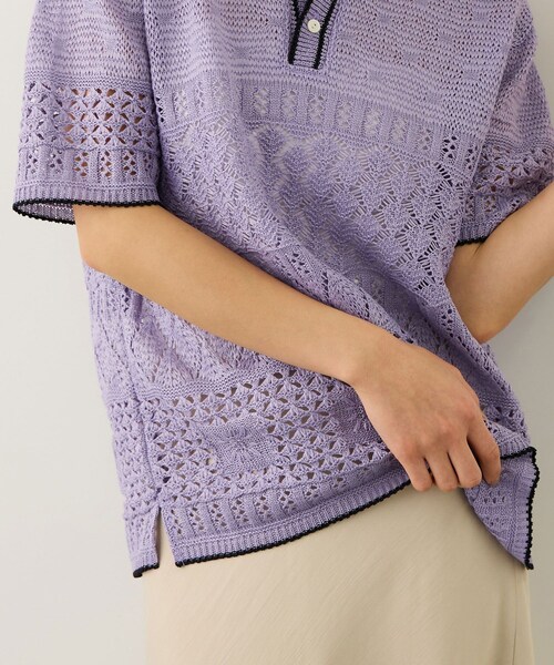 ROPE'（ロペ）の「【COOHEM(コーヘン)】SUKASHI EMBOSSED KNIT/イージーケア・セットアップ対応（ニット/セーター・レディース・キナリ/ラベンダー・F）」の21枚目の写真