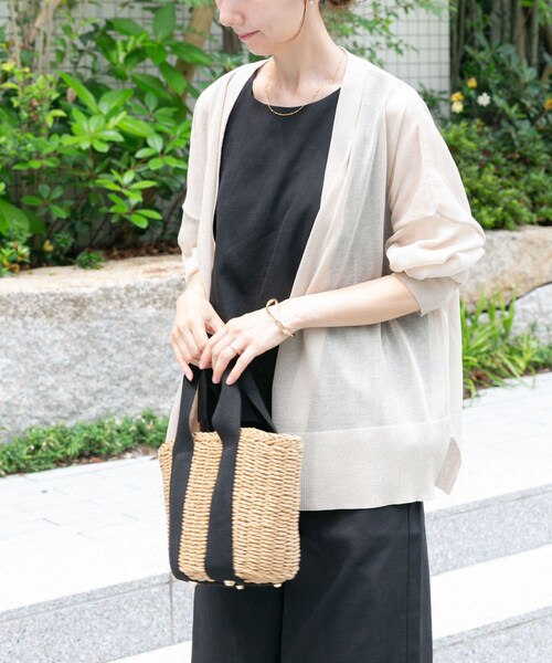 ITEMS URBANRESEARCH（アイテムズ アーバンリサーチ）の「シアーVネックニットカーディガン（カーディガン/ボレロ・レディース・GREGE/BLK/MNT/MOC・FREE）」の16枚目の写真