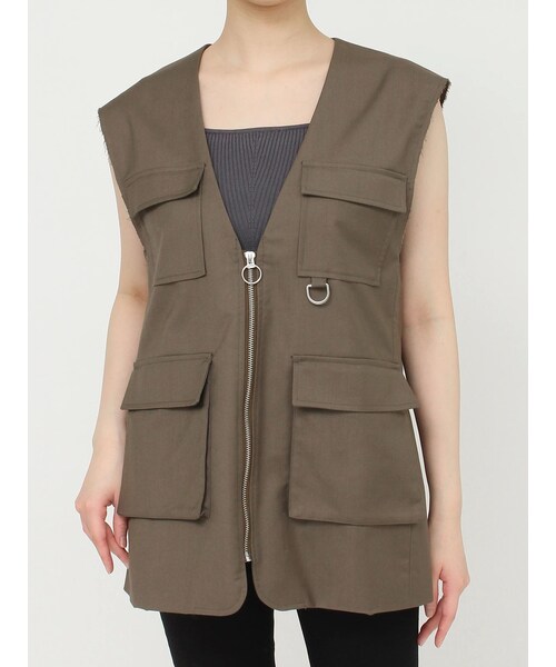 MURUA（ムルーア）の「カーゴポケットジレ（ベスト・レディース・ブラック/カーキ・F）」の2枚目の写真