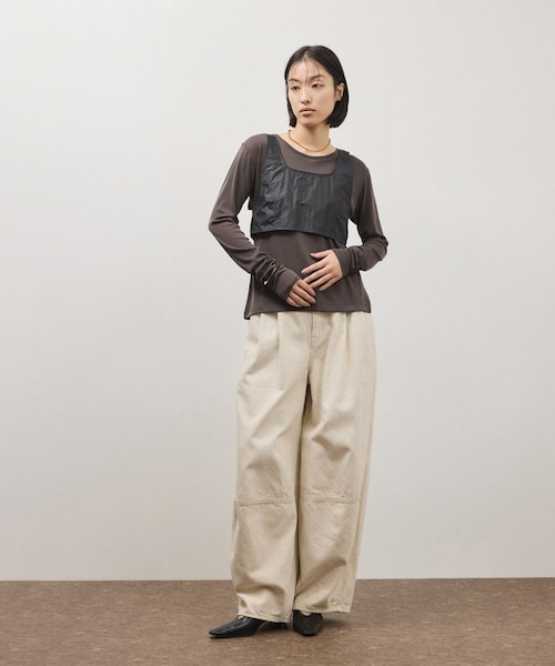 ADAM ET ROPE'（アダムエロペ）の「リボンタンクコンビロンT（Tシャツ/カットソー・レディース・ホワイト系/ダークブラウン系・F）」の5枚目の写真