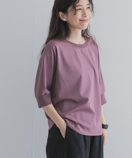URBAN RESEARCH DOORS（アーバンリサーチドアーズ）の「ニットドッキングドルマン プルオーバー（Tシャツ/カットソー・レディース・OFF WHITE/L.KHAKI/NAVY/BLACK/RED BEANS・Free）」の3枚目の写真