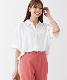 nissen | とろみ素材　胸ポケットオープンカラ―シャツ(シャツ/ブラウス)