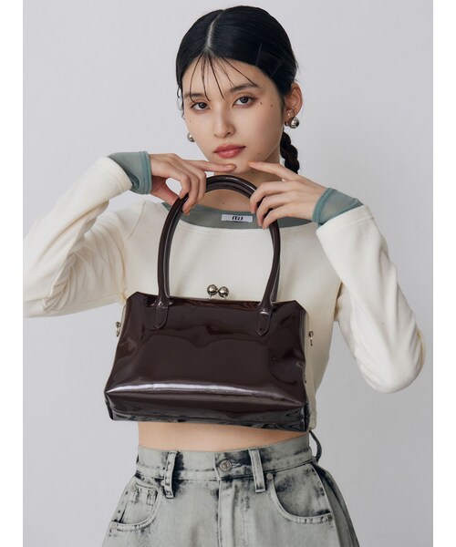 MURUA（ムルーア）の「フレームスクエアバッグ（ハンドバッグ・レディース・ブラック/ブラウン・F）」の4枚目の写真