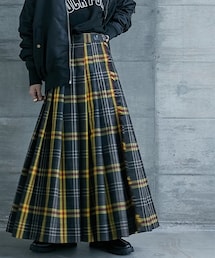 GEVS. | 大きいサイズチェックタックマキシスカートGEVS.(スカート)