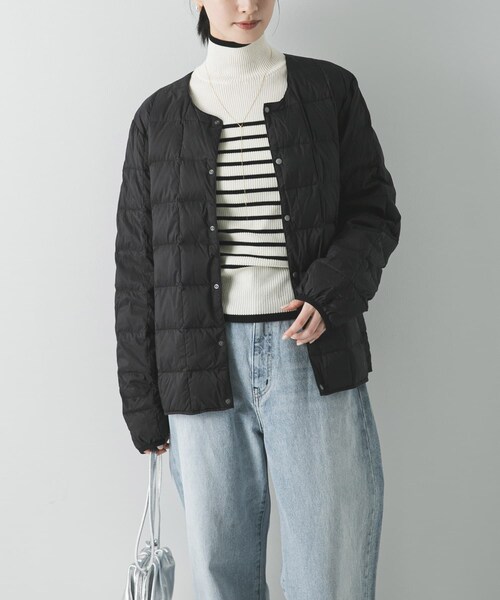 URBAN RESEARCH（アーバンリサーチ）の「『WEB限定』インナーダウン付スタンドカラーロングコート（テーラードジャケット・レディース・BLACK/KHAKI・Free）」の9枚目の写真