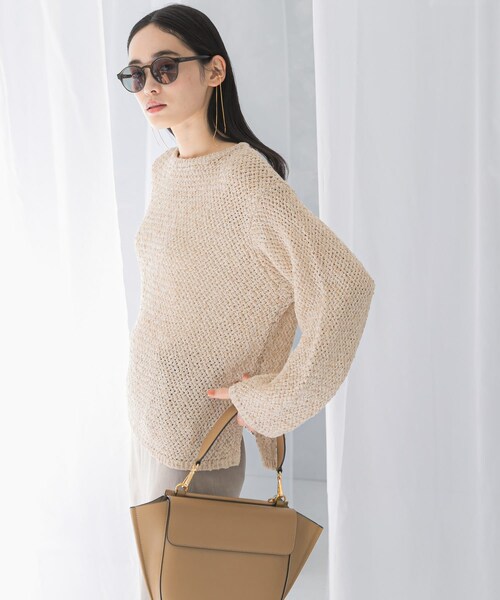 URBAN RESEARCH ROSSO（アーバンリサーチロッソ）の「透かし編みラメニット（ニット/セーター・レディース・beige/mt×turq・FREE）」の5枚目の写真
