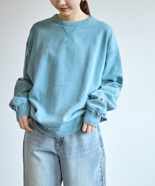 ROPE' PICNIC（ロペピクニック）の「【Champion/チャンピオン】ピグメント裏毛クルーネックスウェット（スウェット・レディース・ブラック/サックス/ワイン/オレンジ・F）」の12枚目の写真