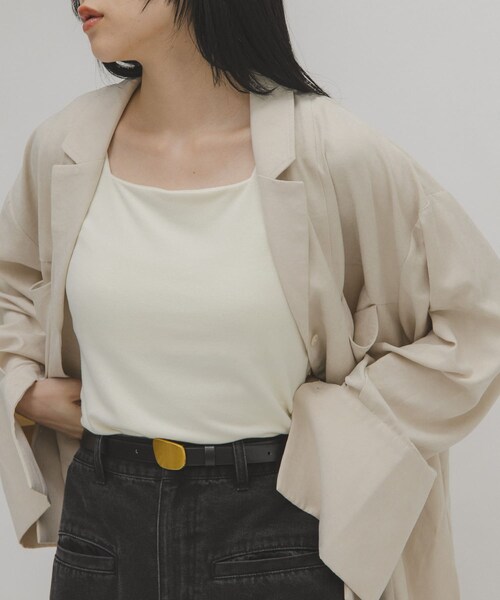 KBF（ケイビーエフ）の「ピーチスキン2WAYタンクトップ（タンクトップ・レディース・OFF/CHARCOAL/BLACK・One）」の6枚目の写真