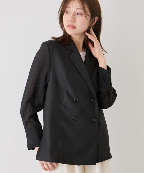 Jayro(ジャイロ)の「異素材使いジャケット(テーラードジャケット・レディース・ブラック/グレー/ベージュ・M)」の8枚目の写真