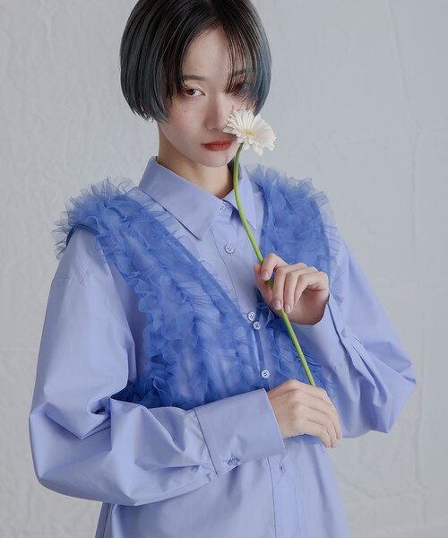 KBF（ケイビーエフ）の「シアーフリルSETシャツ（シャツ/ブラウス・レディース・BLUE×BLUE/PINK×GRAY/CCL×CCL・one）」の18枚目の写真