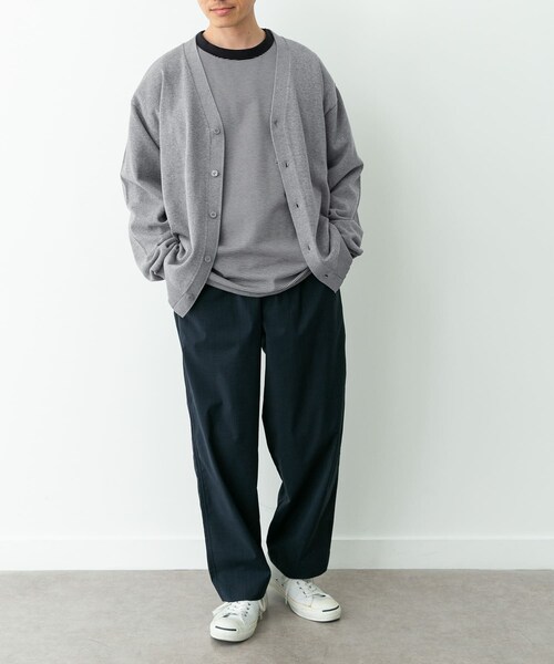 URBAN RESEARCH Sonny Label（アーバンリサーチサニーレーベル）の「強撚コットンニットカーディガン（カーディガン/ボレロ・メンズ・グレー/チャコール/レッド・M/L）」の11枚目の写真