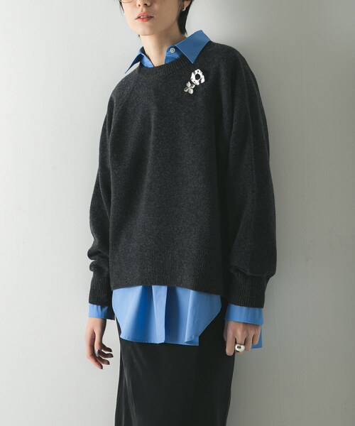 URBAN RESEARCH（アーバンリサーチ）の「カシミヤ強縮クルーネックニット（ニット/セーター・レディース・BEIGE/LIGHT GRAY/TOP GRAY/RED・FREE）」の17枚目の写真