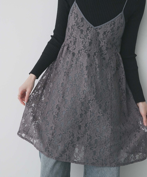SENSE OF PLACE by URBAN RESEARCH(センスオブプレイスバイアーバンリサーチ)の「レースキャミチュニック(キャミソール・レディース・IVORY/GRAY/BLACK・One)」の3枚目の写真