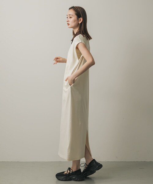 SENSE OF PLACE by URBAN RESEARCH（センスオブプレイスバイアーバンリサーチ）の「カットポロシャツワンピース（ワンピース・レディース・IVORY/CHARCOAL/BROWN・COMPACT/one）」の6枚目の写真