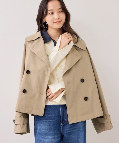 VIS（ビス）の「ショートトレンチコート/UVケア・撥水・花粉ガード（トレンチコート・レディース・ベージュ系/ネイビー・F）」の19枚目の写真