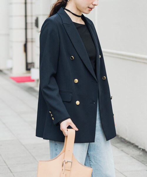 URBAN RESEARCH(アーバンリサーチ)の「ダブルブレストブレザージャケット(テーラードジャケット・レディース・NAVY/BLACK・36/38)」の20枚目の写真