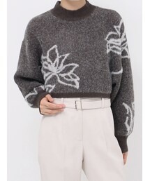 MERCURYDUO | ビッグフラワージャカードニット(ニット/セーター)