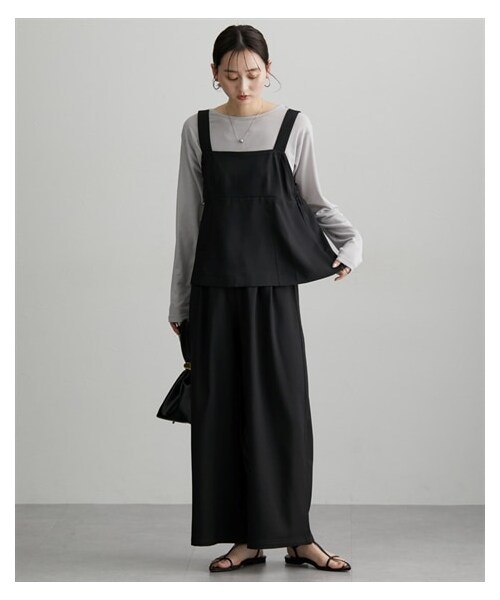 nissen（ニッセン）の「【Be praised】セットアップ（フレアキャミ＋ワイドパンツ）（パンツ・レディース・チャコール/グレーベージュ/ブラウン/黒・M/L/LL）」の11枚目の写真