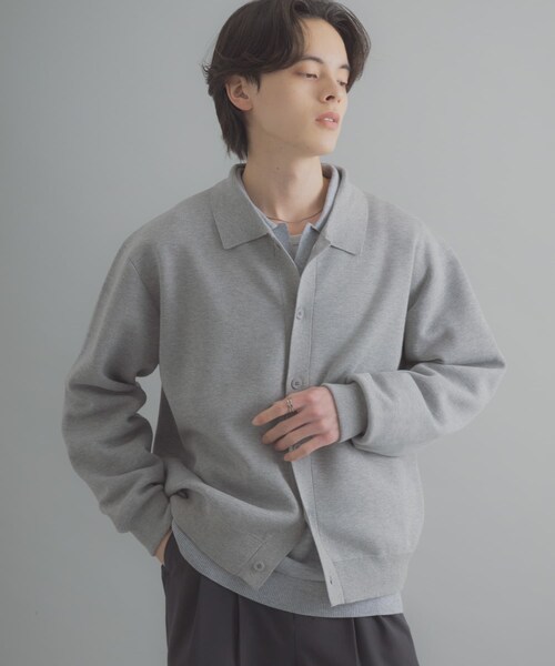SENSE OF PLACE by URBAN RESEARCH(センスオブプレイスバイアーバンリサーチ)の「『ユニセックス』『洗濯可』スウェットライクポロカーディガン(カーディガン/ボレロ・メンズ・L.GRAY/MINT/NAVY・M/L)」の14枚目の写真