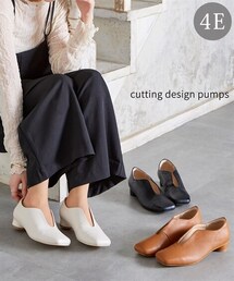 nissen | 【ゆったり幅広】カッティングデザインパンプス（低反発中敷）（ワイズ４Ｅ）(パンプス)