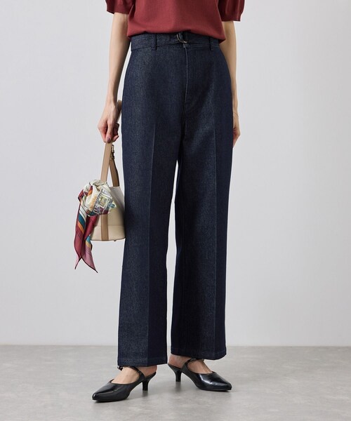 ROPE' PICNIC(ロペピクニック)の「ベルト付ストレートワイドデニムパンツ(デニムパンツ・レディース・ネイビー/ブルー・L/M/S/XL/XS)」の4枚目の写真