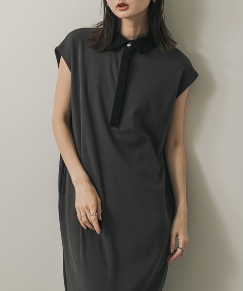 SENSE OF PLACE by URBAN RESEARCH（センスオブプレイスバイアーバンリサーチ）の「カットポロシャツワンピース（ワンピース・レディース・IVORY/CHARCOAL/BROWN・COMPACT/one）」の2枚目の写真