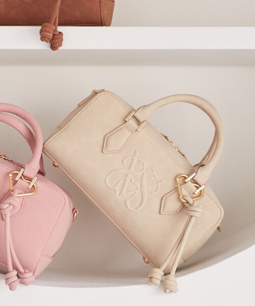 VIS(ビス)の「ロゴスエードミニボストンバッグ/2WAY(ボストンバッグ・レディース・ブラウン/ベージュ系/ピンク・F)」の4枚目の写真