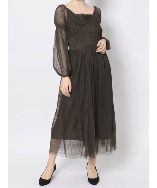 MERCURYDUO（マーキュリーデュオ）の「ギャザードレープシャーリングドレス（ドレス・レディース・ベージュ/ブルー/ダークブラウン・S/M）」の15枚目の写真