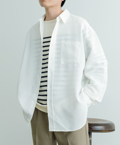 ITEMS URBANRESEARCH（アイテムズ アーバンリサーチ）の「リネンライクシアーロングスリーブシャツ（シャツ/ブラウス・メンズ・WHT/BLK・M/L）」の10枚目の写真