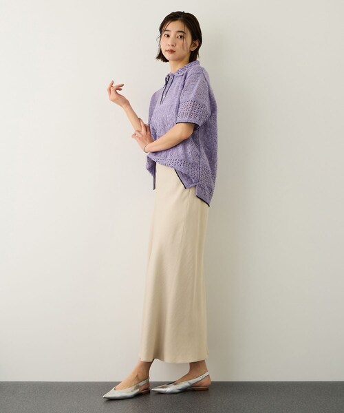 ROPE'（ロペ）の「【COOHEM(コーヘン)】SUKASHI EMBOSSED KNIT/イージーケア・セットアップ対応（ニット/セーター・レディース・キナリ/ラベンダー・F）」の15枚目の写真