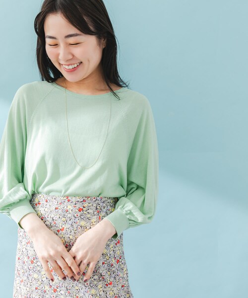 URBAN RESEARCH ROSSO（アーバンリサーチロッソ）の「ウォッシャブルシルク混ドルマンニット（ニット/セーター・レディース・ORANGE/OFF WHITE/L.MINT・FREE）」の15枚目の写真