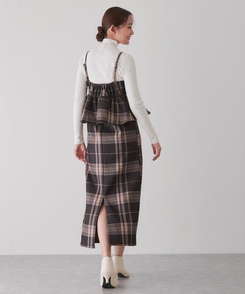 Jayro（ジャイロ）の「チェック柄ペプラムワンピース（ワンピース・レディース・ブラック系/グレー/ブラウン・M）」の12枚目の写真