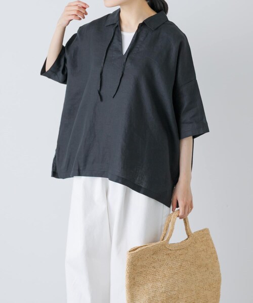 かぐれ（カグレ）の「リネンスキッパーシャツ（シャツ/ブラウス・レディース・OFF/BLACK/MINT・Free）」の21枚目の写真