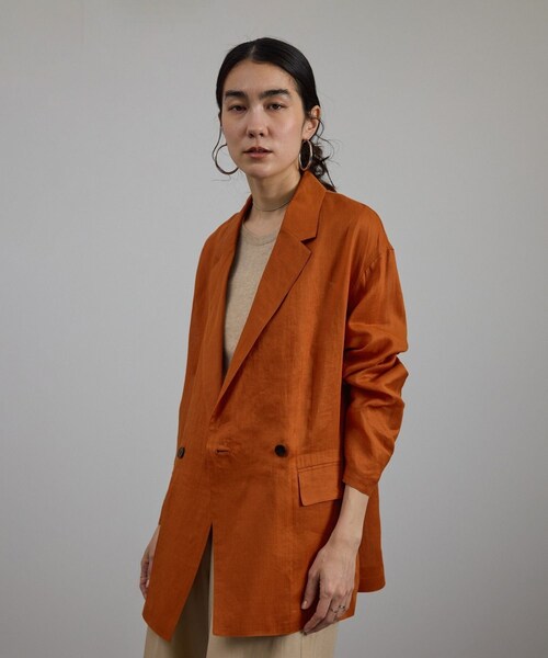 ADAM ET ROPE'（アダムエロペ）の「ラミーシアージャケット［UVケア・洗える・サイズ展開・今から秋まで］（テーラードジャケット・レディース・チャコール/オフホワイト/レンガ系・M/S）」の20枚目の写真