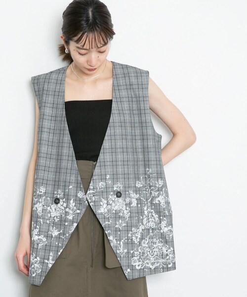 KBF（ケイビーエフ）の「レースプリントチェックベスト（ベスト・レディース・GRAY/BROWN・one）」の5枚目の写真