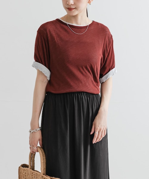 URBAN RESEARCH（アーバンリサーチ）の「new basic　ドライツイストシアーTシャツ（Tシャツ/カットソー・レディース・BLACK/WHITE/NAVY/BURGUNDY/CHARCOAL・FREE）」の5枚目の写真