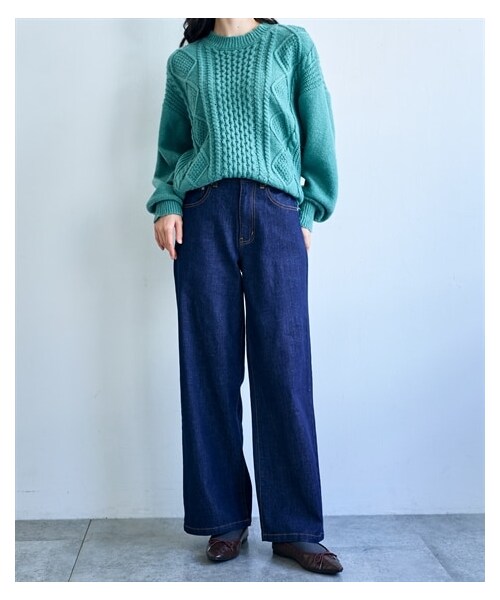 nissen（ニッセン）の「セミワイドデニムパンツ【Otona Purete】（パンツ・レディース・インディゴブルー/ユーズドブルー・M/L/LL/3L/4L/5L/6L）」の4枚目の写真