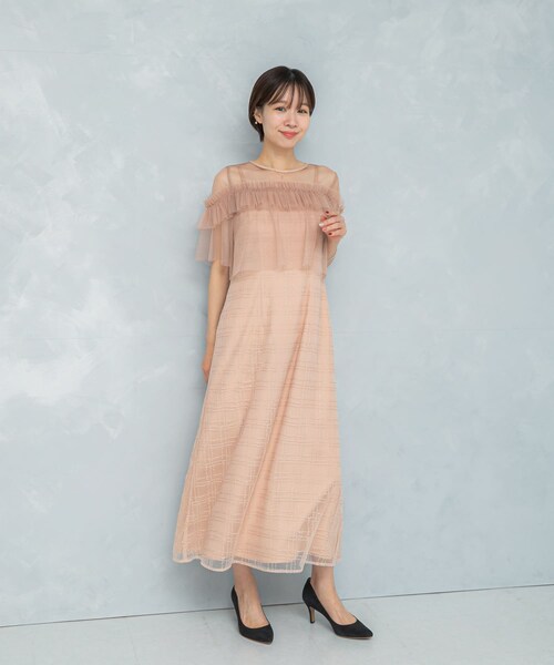 URBAN RESEARCH ROSSO（アーバンリサーチロッソ）の「kaene　フリルチュールドッキングドレス（ワンピース・レディース・Salmonpink/black・36）」の20枚目の写真